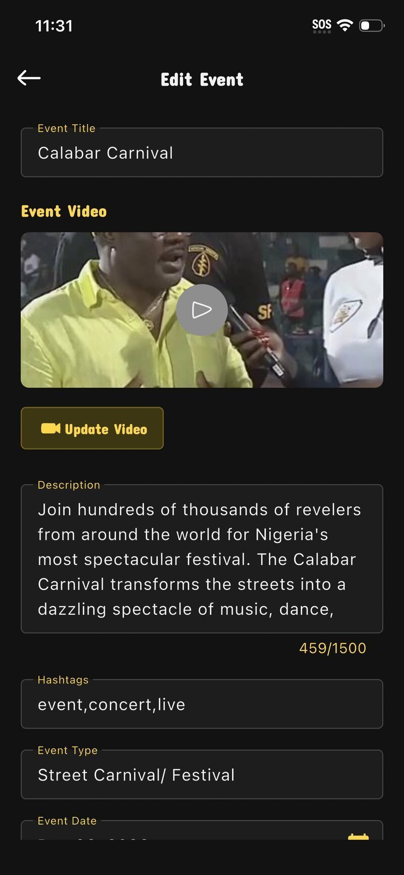 Update events after publishing