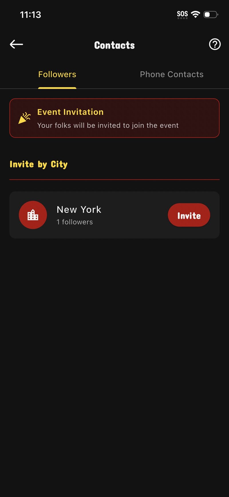 Invite followers with one tap